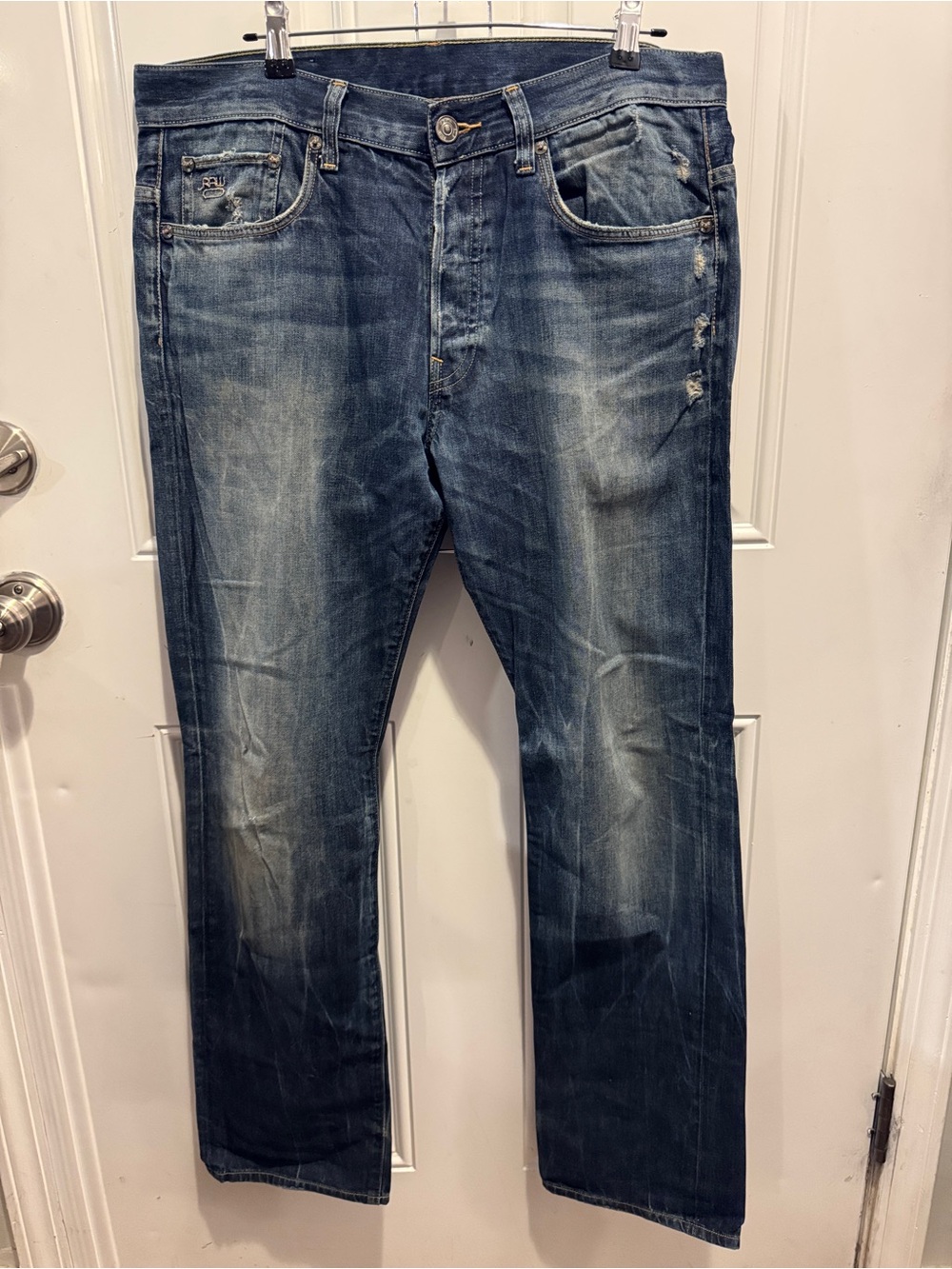 G-STAR Raw Denim 3301 Straight Jeans Medium Wash Straight Faded Blue Button Fly